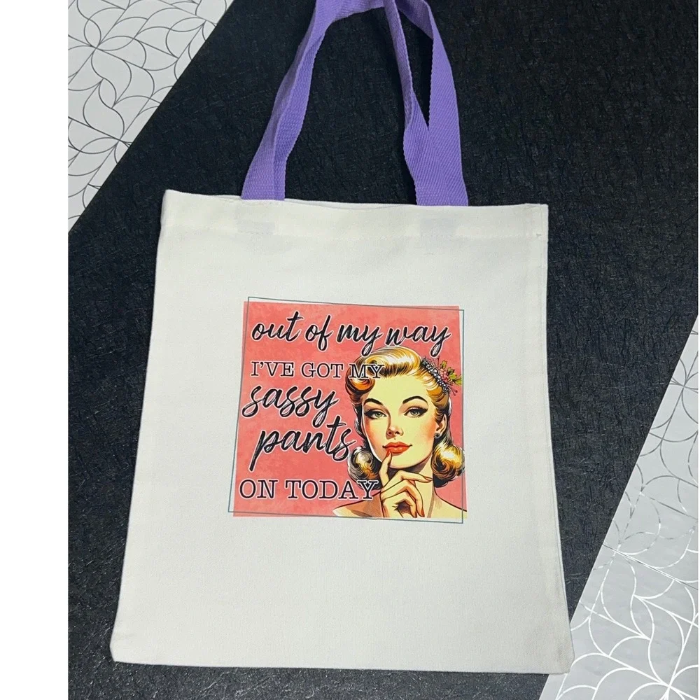 Tote Bag Sassy Pants Graphic Retro Pinup Canvas